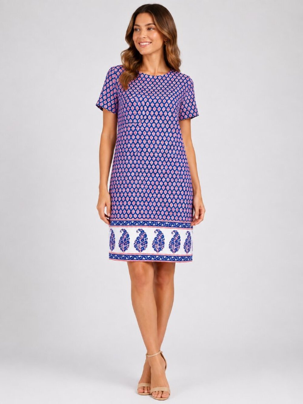 J.Crew Floral Medallion Print Shift Dress Blue Red White Size 0